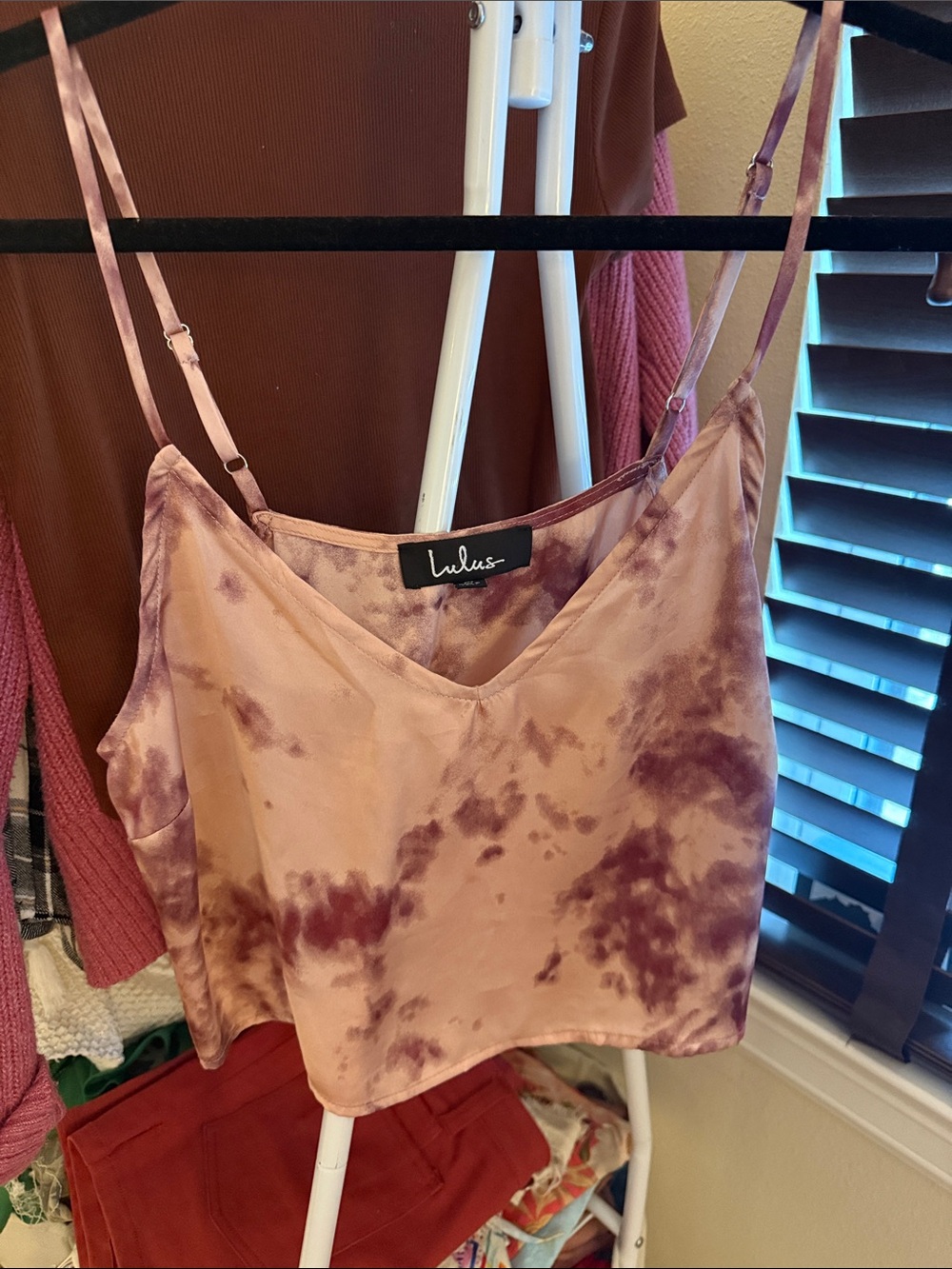 Lulu's Mauve Pink Tie-Dye Satin Cami